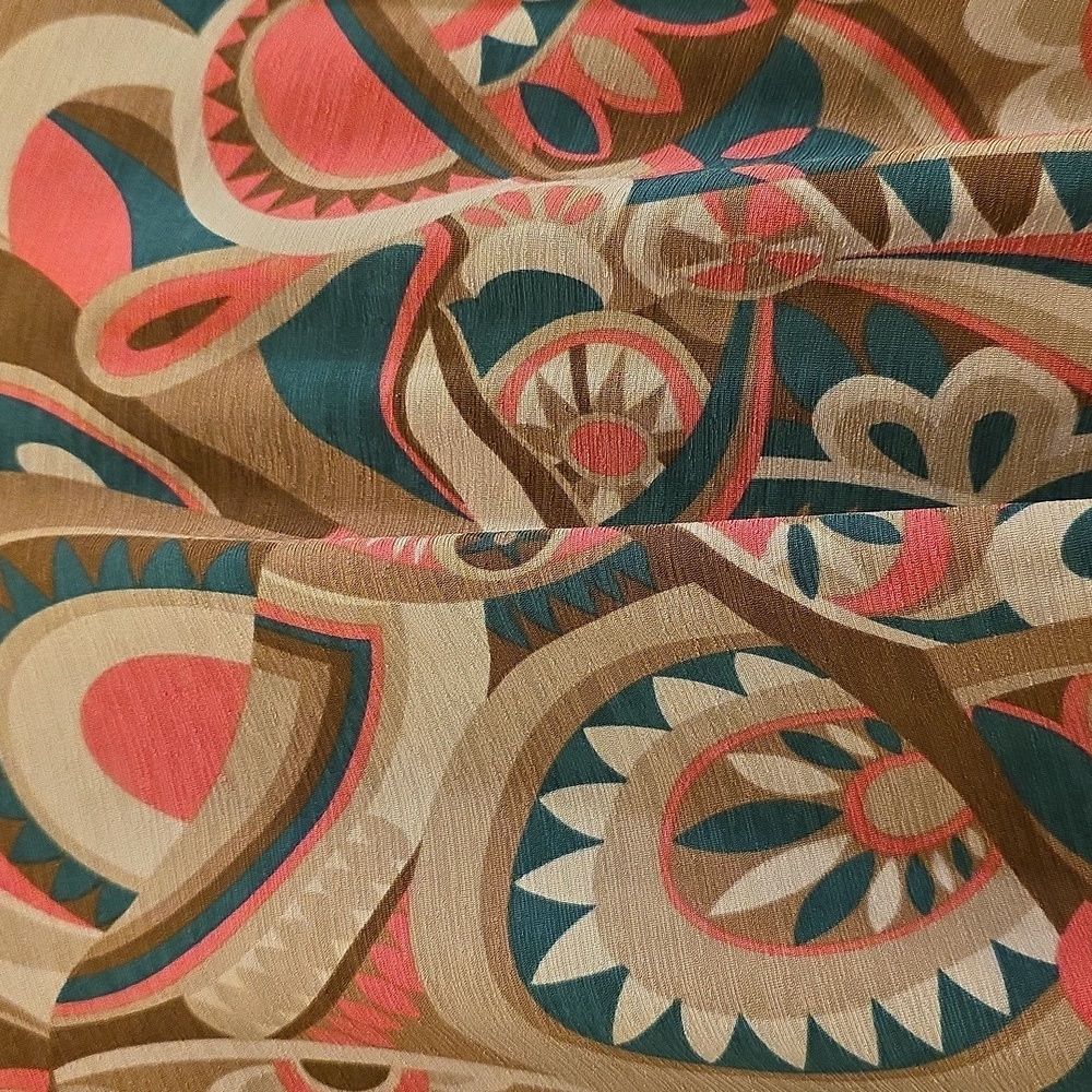 NWOT Hayzel Large Tan Brown Pink And Teal  and Patterned Top - Picture 2 of 5